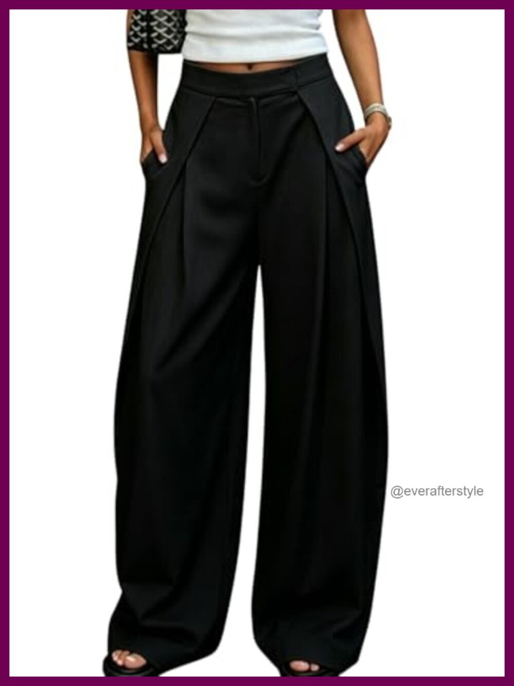 Wide Leg Pleated Palazzo Dress Pants High Waisted Work Slacks